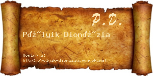 Pólyik Dionízia névjegykártya